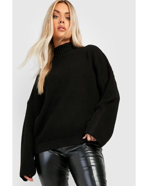 Plus Knitted Funnel Neck Jumper