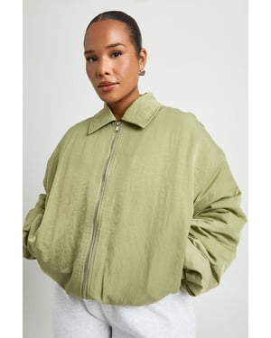 Plus Collared Oversized Bomber Jacket