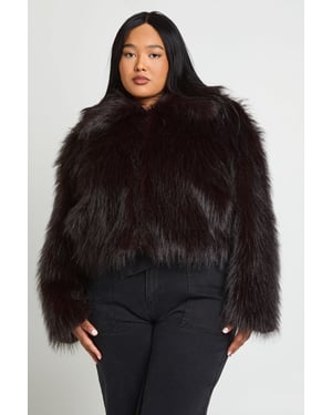 Plus Faux Fur Collared Jacket