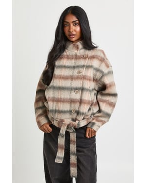 Check Wool Look Jacket