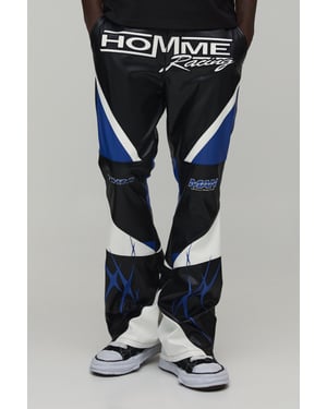 Straight Fit Flare Stacked PU Moto Trouser