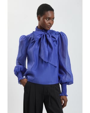 High Neck Ruched Detail Blouse