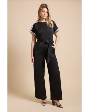 Sequin Detail Belted Jumpsuit