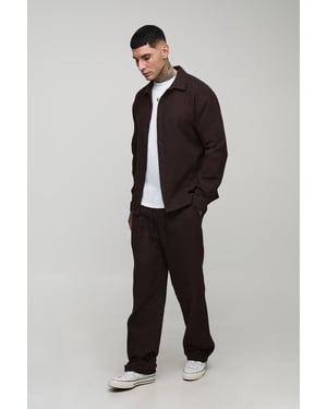 Tall Oversized Jumbo Waffle Long Sleeve Shirt & Relaxed Trouser Set