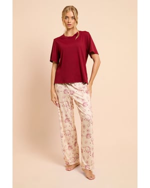 Graphic Tee and Trousers PJ Set