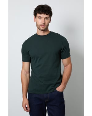 Dark Green Plain Crew Neck T-shirt