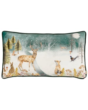 Evans Lichfield Stag Winter Velvet Piped Feather Filled Cushion