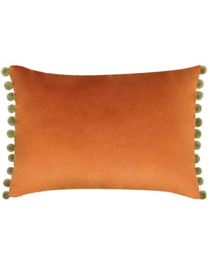 Paoletti Fiesta Velvet Pom Pom Trimmed Cushion Cover