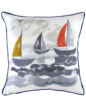 Evans Lichfield Nautical Sailboats Piped Square Cushion Cover