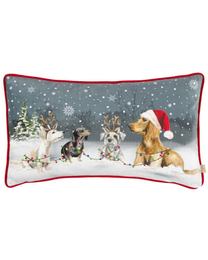 Evans Lichfield Christmas Dogs Piped Cushion Cover