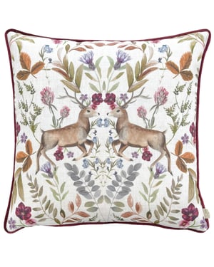 Evans Lichfield Mirrored Stag Watercolour Printed Piped Cushion Cover