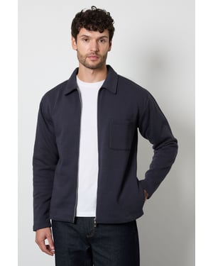 Navy Zip Through Jersey Overshirt