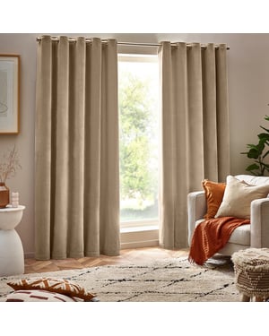 Yard Heavy Chenille Room Darkening Eyelet Curtains