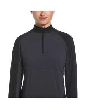 Women's Callaway Zip Neck Raglan Sleeve Tech Midlayer Top in Ebony Heather