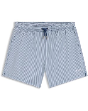 Men's Hugo Velvetfish Vertical Stripe Swim Shorts in Open Blue