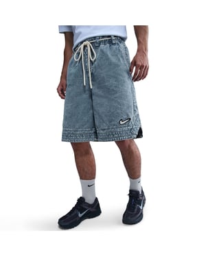 Men's Nike Denim Acid Wash Baggy Fit Shorts in Blue Grey/(Pa