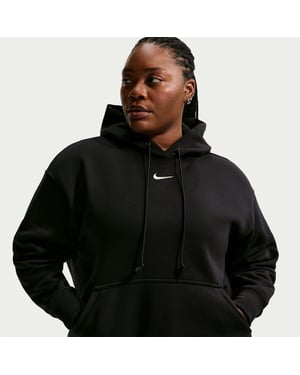 Women's Nike Bold Logo Hooded Neck Long Sleeve Relaxed Fit Sweatshirt in Black/(Sail)