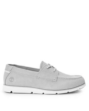 Men's Timberland Grafton Bay Lace Up Moc Toe Loafers in Light Gry Suede