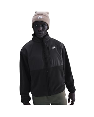Men's Nike Solid Patterned Full Zipper Sweat Jacket with Zipped Pocket in Black/White