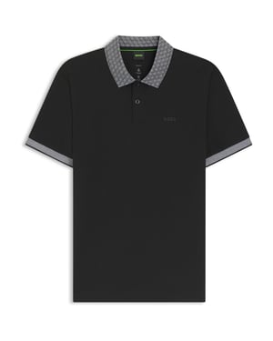 Men's Boss Wordmark Collared Neck Short Sleeve Regular Fit Polo Shirt in Black