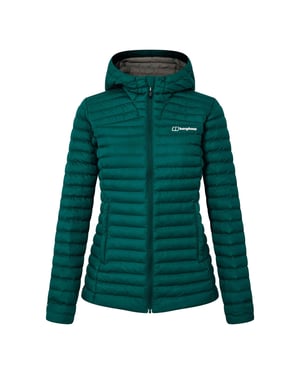 Women's Berghaus Nula Solid Patterned Hooded Puffer Jacket with Woven Cuff in OFF PEAK