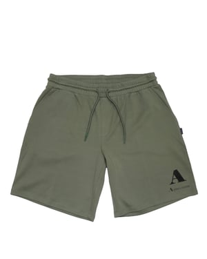 Men's Aquascutum Fleece Jogger Shorts in Military Green