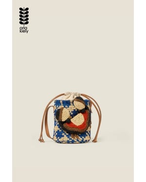 Blue Crab And Houndstooth Bucket Bag - Sea Blue
