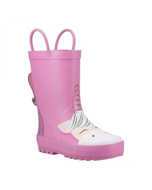 Cotswold Childrens/Kids Puddle Unicorn 3D Wellington Boots (Pink)