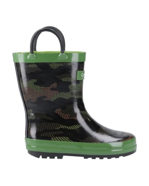 Cotswold Childrens/Kids Puddle Camouflage Wellington Boots (Green/Black)
