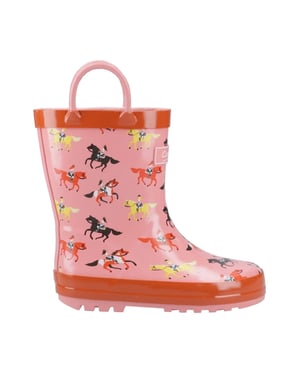 Cotswold Childrens/Kids Puddle Horse Wellington Boots (Pink/Red)