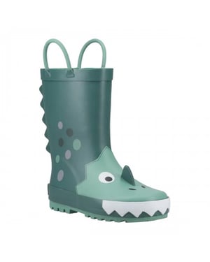 Cotswold Childrens/Kids Dinosaur 3D Wellington Boots (Green)