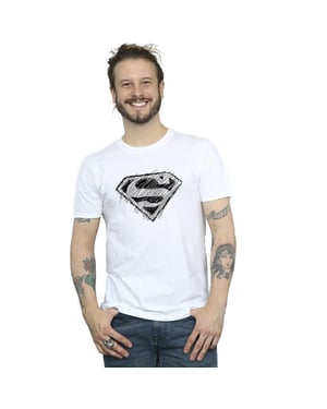 DC Comics Mens Superman Logo Sketch T-Shirt (White)
