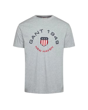 Gant Heren borst Logo T-Shirt (Lichtgrijs)