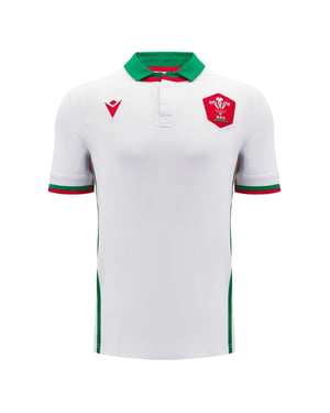 Macron Rugbyshirt voor heren, maat 24/25, van de Welsh Rugby Union (Wit, Groen)