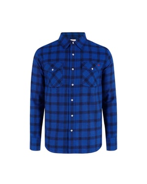 Lee Cooper Herenoverhemd met lange mouwen en ruitjespatroon (Blauw)