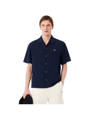 Lacoste Herenoverhemd met Revere-kraag (Marine)