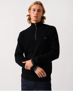Regular Fit Long Sleeve Logo Detail Jumper in Black