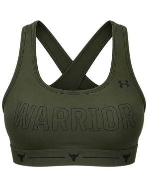 Under Armour x Project Rock Mid Crossback Warrior Womens Khaki Sports Bra