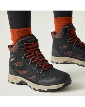 Regatta Dames Vendora Leopard Synthetisch Leren Wandelschoenen (Zwart)
