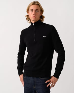 Long Sleeve Logo Detail Jumper in Black