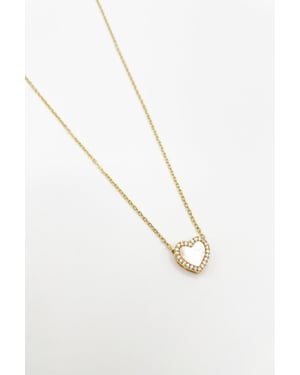 Diamante & Seashell Heart Necklace in Gold - Gift Boxed