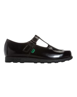 Kickers Meisjes Fragma schoolschoenen met T-band van lakleer (Zwart)