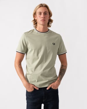 Short Sleeve Logo Detail T-Shirt in Pale Green