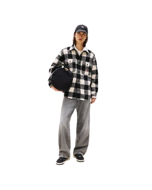 Tommy Jeans Herenoverhemd van geruite flanel met borstzak (Rood, Zwart)