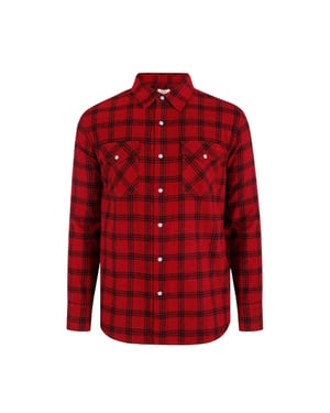 Lee Cooper Herenoverhemd met lange mouwen en ruitjespatroon (Rood)