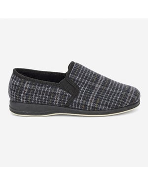 Sleepers Joseph Mens Full Slippers Grey Check