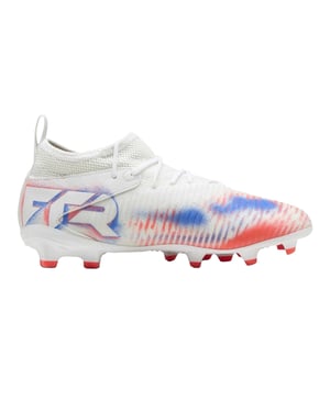 Puma Future 8 fotbollsskor för barn med syntetiskt underlag (8 matcher) (Vit/Svart/Röd)