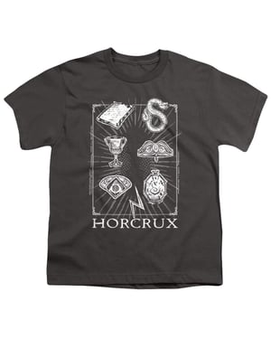 Harry Potter T-shirt van ringspun-katoen met Horcrux-symbolen voor kinderen/jongeren (Houtskool)
