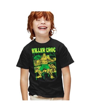 Batman T-shirt voor kinderen met de tekst „I Am Beautiful“ en Killer Croc-afbeelding (Zwart)
