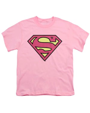 Superman Katoenen T-shirt met klassiek logo voor kinderen (Roze)